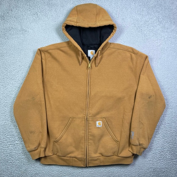 Carhartt Hoodie Brown Full Zip Rain Defender Rutland Thermal Lined jacket - Picture 2 of 6